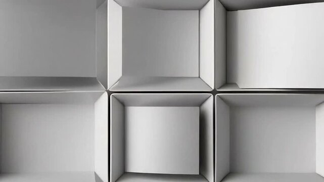 Abstract arrangement of empty white square boxes in a grid pattern.