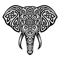 Fototapeta premium Ornate Tribal Elephant Head Tattoo Design Vector