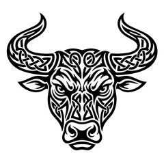 Fototapeta premium Celtic Bull Head Knotwork Vector Illustration