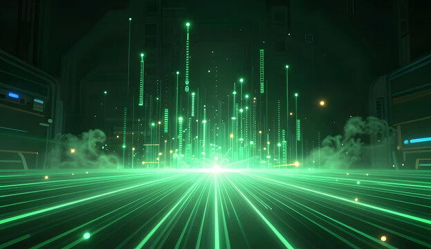 Epic futuristic data vortex in multi dimensional technical space