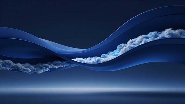 Deep blue sculptural clouds create an elegant business background