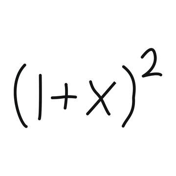 Algebraic binomial squared formula in chalk on blackboard for math education and problem solving