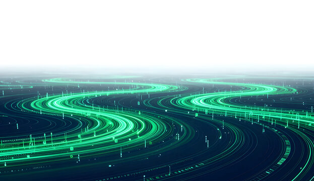 Epic futuristic data vortex in multi dimensional technical space
