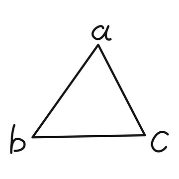 Triangle geometry diagram with labeled sides and angle alpha for educational math materials