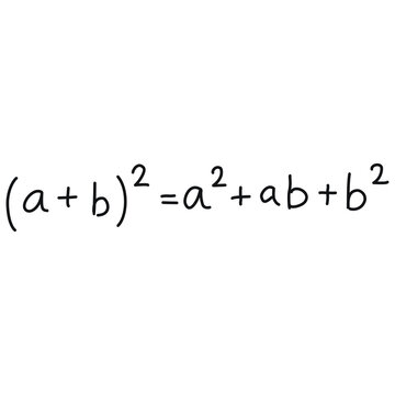 Algebraic formula for the square of a binomial sum written on white background for education
