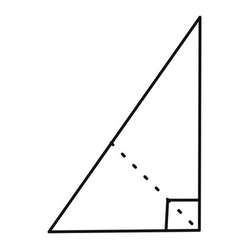 Right triangle geometry diagram with square on hypotenuse for Pythagorean theorem illustration