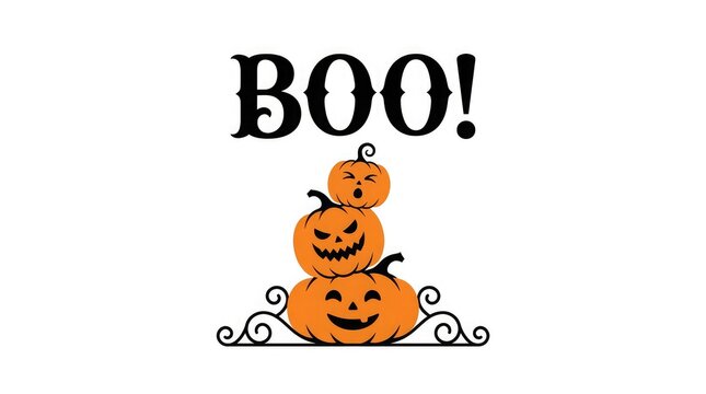 Three jack o lanterns saying boo with fence