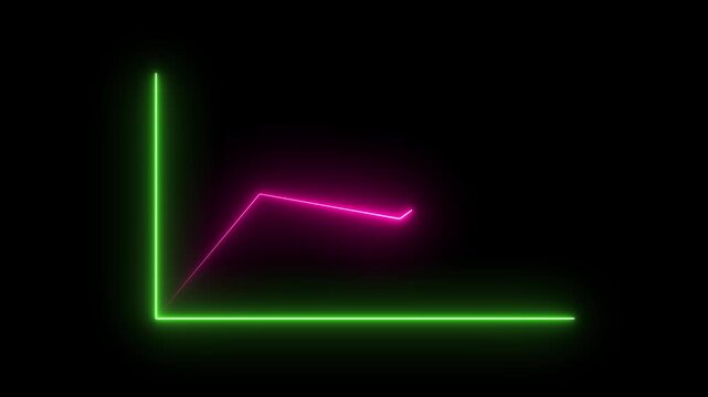 A bright green neon line forms a right angle with a shorter diagonal line in magenta extending from the corner against a solid black background representing a geometric concept or abstract
