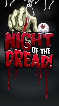 Animated Halloween Vertical Background with Falling Skeletons and Horror Text