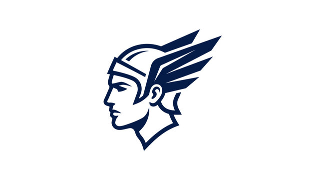 Blue profile of Hermes wearing winged helmet