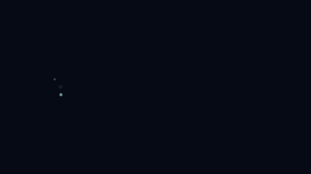 Minimalist loading spinner animation with rotating cyan dots on dark 4k background, progress indicator