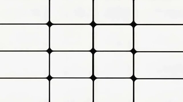 Abstract geometric pattern with black and white squares and rounded rectangles.