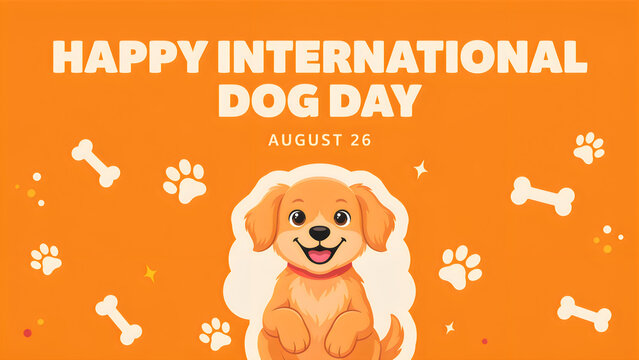Happy cartoon dog celebrating international dog day