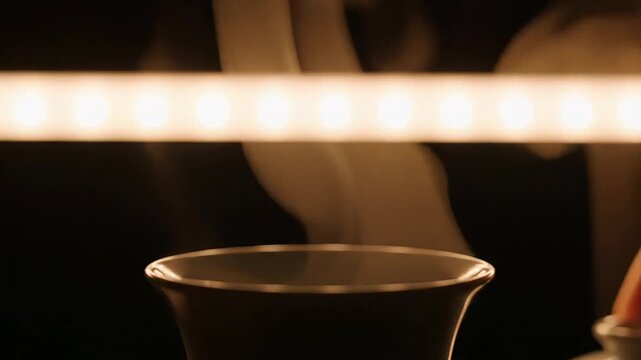 Soft warm lighting illuminates an empty ceramic bowl suggesting quiet moments or culinary preparation, ideal for wellness content, still life photography, or mindful routines