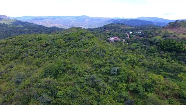 Aerial Drone View of Lush Hills in El Mozote, Moraz&aacute;n | El Salvador Landscape