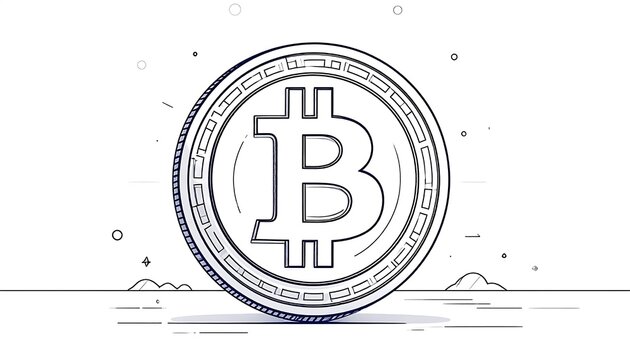 Minimalist black and white Bitcoin cryptocurrency logo.
