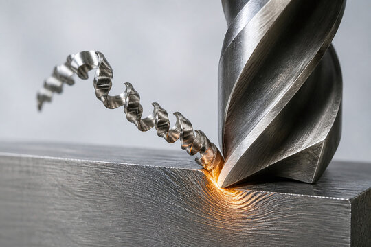 Macro metal cutting flute with glowing shear zone