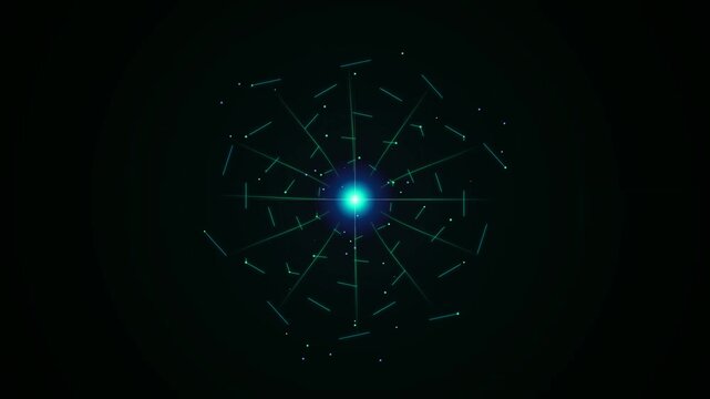 Abstract Neon Geometric Snowflake Rotating on Black Background - Digital Art Animation
