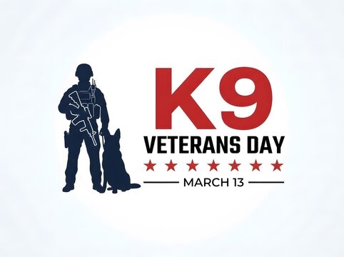Honoring k9 veterans day with silhouette of soldier and loyal canine companion