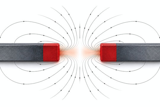Repelling magnets with glowing magnetic field lines