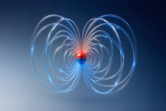 Magnetic dipole field lines around glowing core