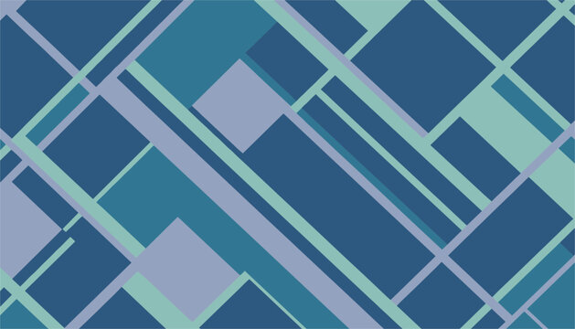 Abstract geometric background featuring diagonal overlapping rectangles and lines in shades of blue green and purple.