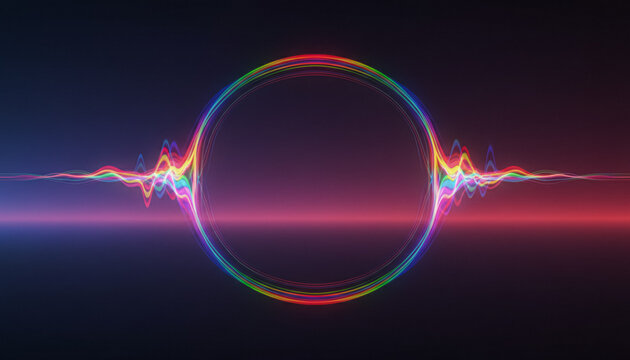 Abstract colorful sound wave and circle effect