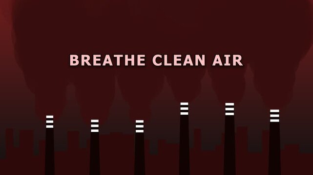 breathe clean air pollution concept with smoking industrial chimneys
