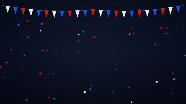Patriotic bunting and falling stars for fourth of july celebration background