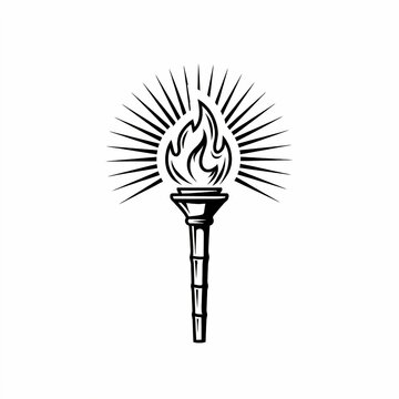 Flame torch with radiant rays illustration