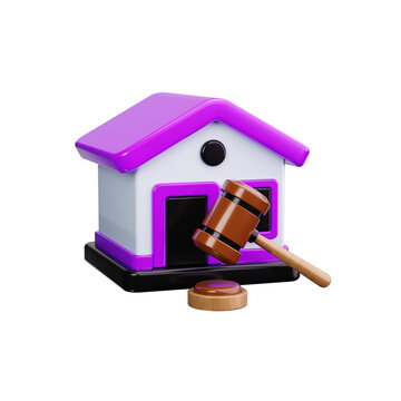 home auction 3d render icons