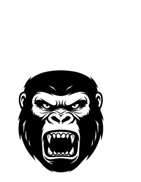 a black and white gorilla head vector illustration