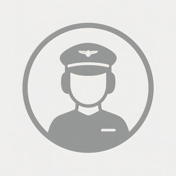 Pilot avatar icon with uniform cap, professional aviation profile symbol for user interface