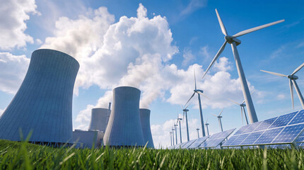 Sustainable energy integration combining solar wind with alongside wind turbines © Toma Hieu