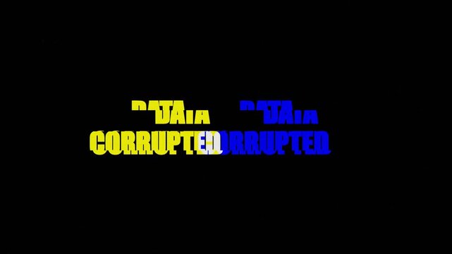 Data corrupted text animation glitch effect for digital security warning alert