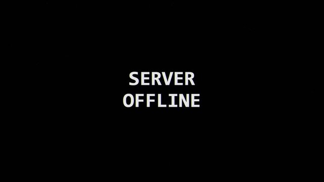 Server offline text animation with digital glitch effect for web error status