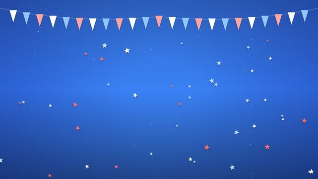 Bunting flags and falling stars animation for a festive party celebration