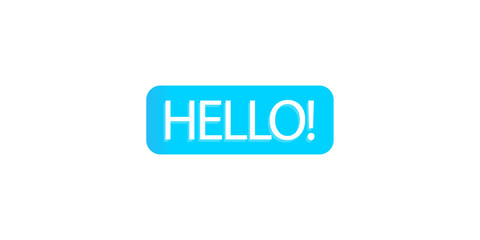 Blue speech bubble sticker with the word hello written in white letters © amenagraphics