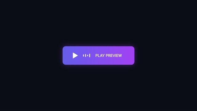 Play preview button with modern gradient ui and animated sound wave animation 4k user interface