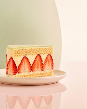 French Fraisier Strawberry Cake with Mousseline Cream and Genoise
