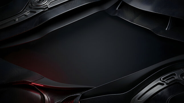Futuristic Matte Black Abstract Background with Sleek High Tech Curved Lines and Dark Tones