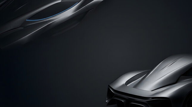 Sleek metallic futuristic concept sports car aerodynamic design on dark background 3D render