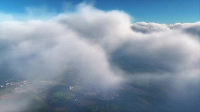 Aerial View Over Thick Clouds 4K Generative AI