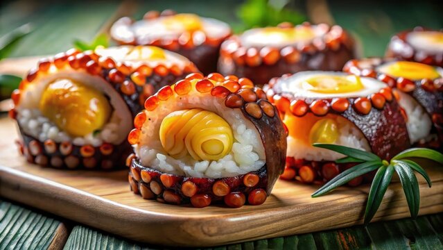 Tako and sweet egg sushi