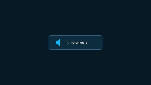 Tap to unmute button interface for digital media player and interactive user experience animation 4k