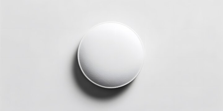 White circular ceiling light fixture illuminated against plain background