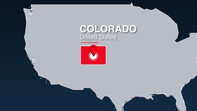 Colorado location pinpointed on motion video map of United States