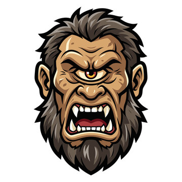 Angry cyclops monster head mascot vector
