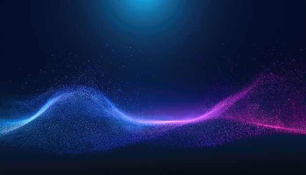 Dynamic abstract wave of glowing particles against a dark background