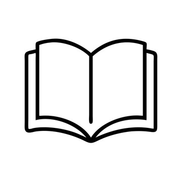 Open book line art icon symbolizing education reading and learning literature minimalist graphic element for schol